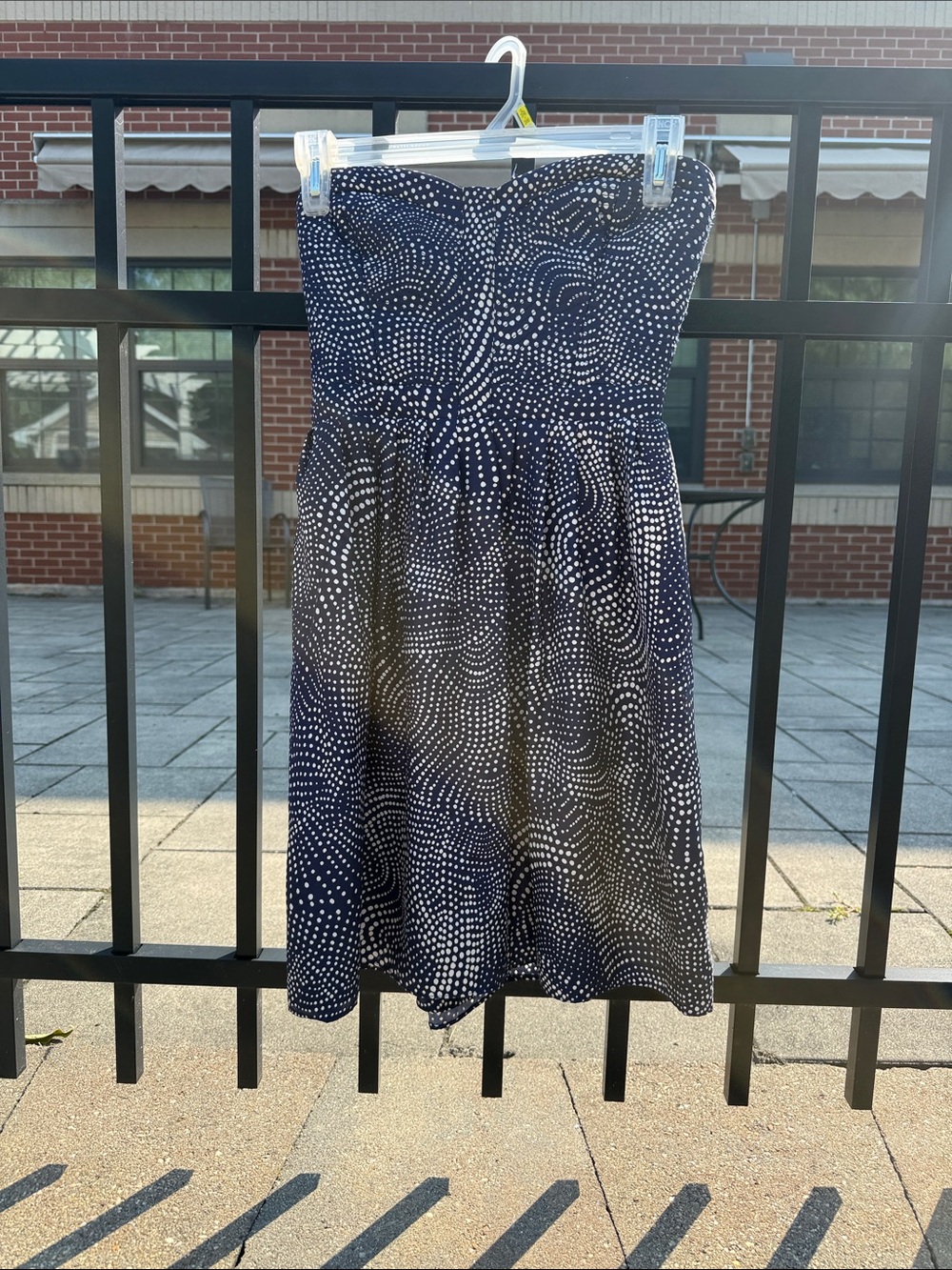 Devlin Satin Strapless Corset Top Navy with White Dot Print A-Line Skirt size XS